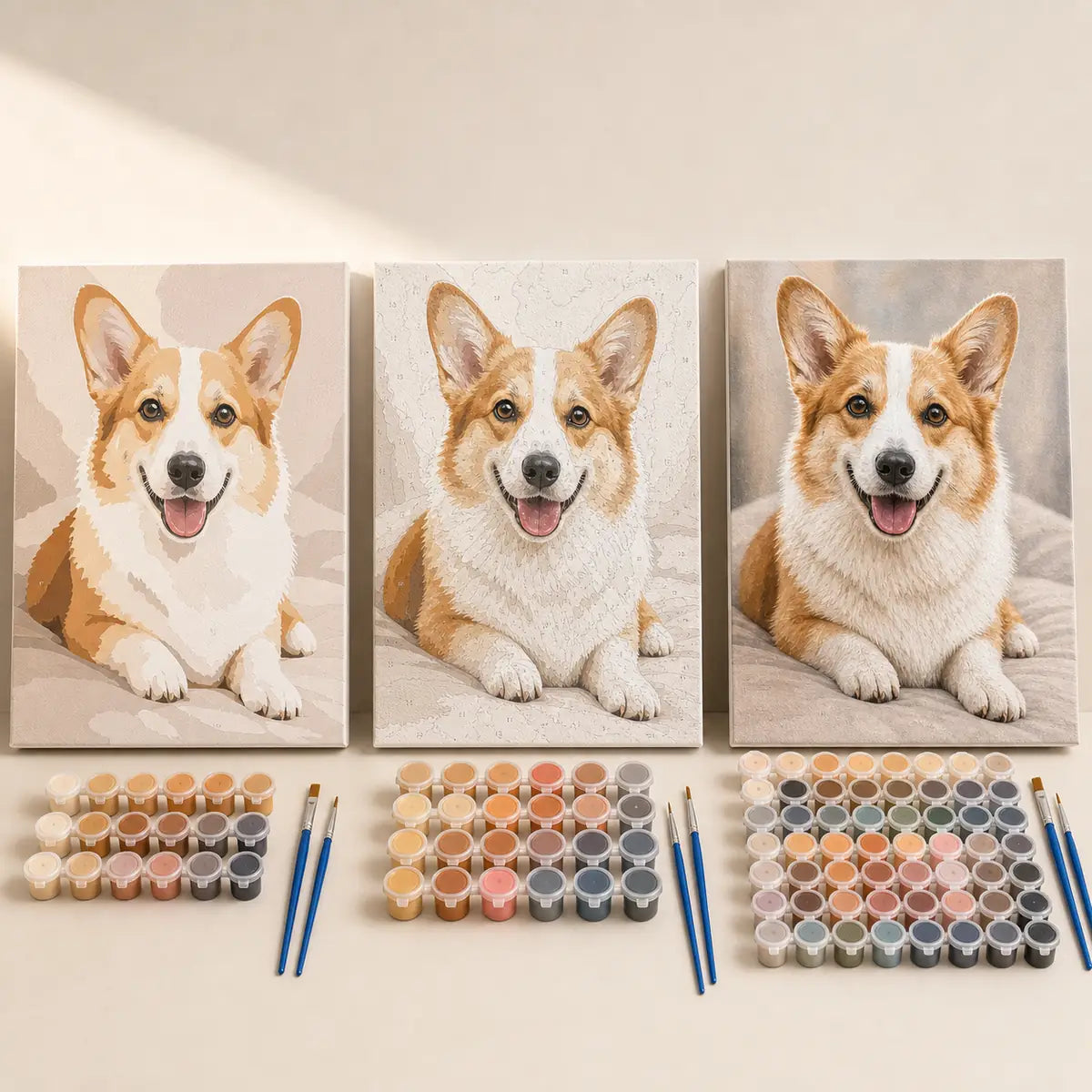 Custom paint by numbers 24, 36, and 48 color kit comparison. | TaoPaws