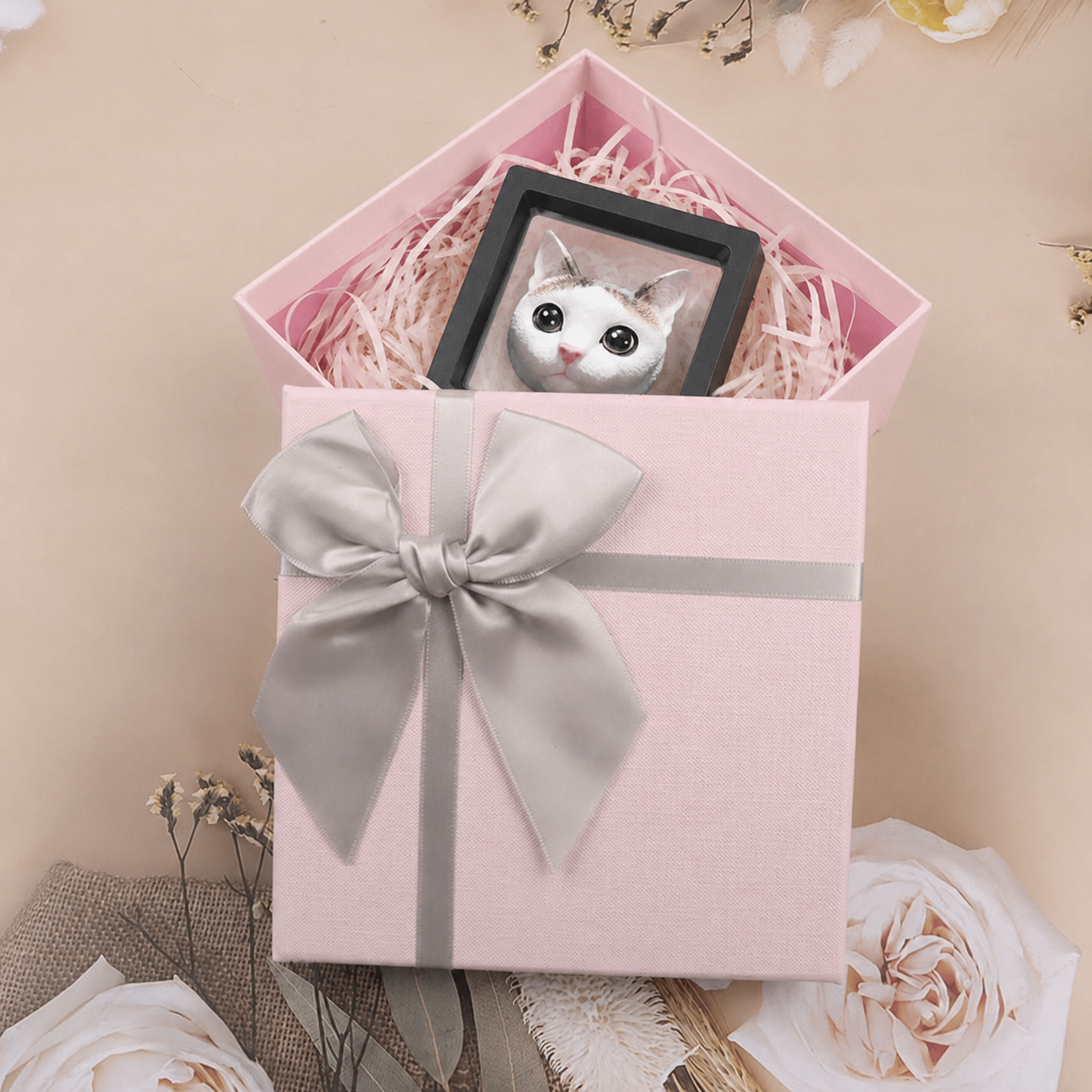 Custom Pet Memorial Gift Box Handmade Cat Figurine Keepsake, Personalized Pet Loss Memory Gift for Cat Lovers