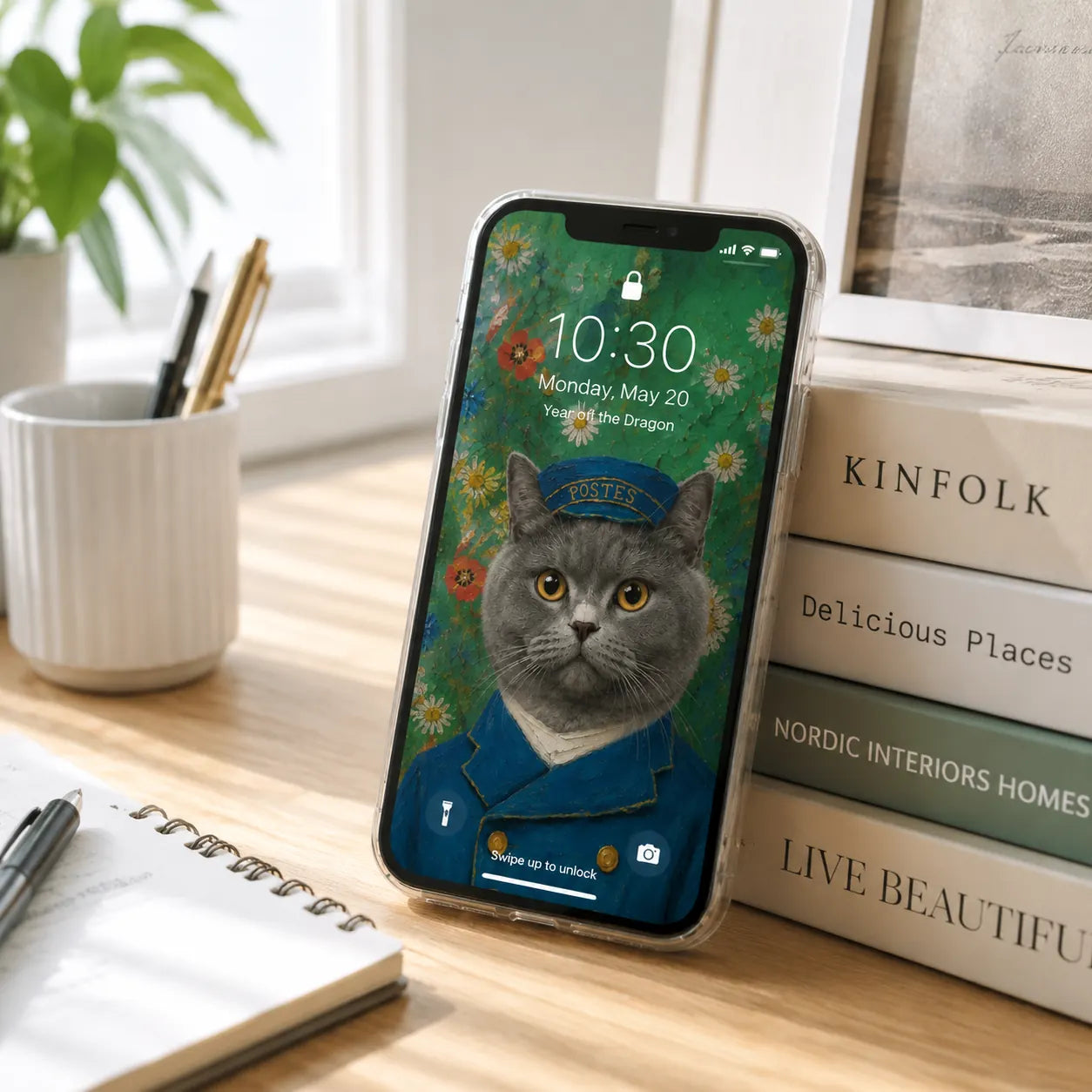Postman Cat Custom Pet Phone Wallpaper Design