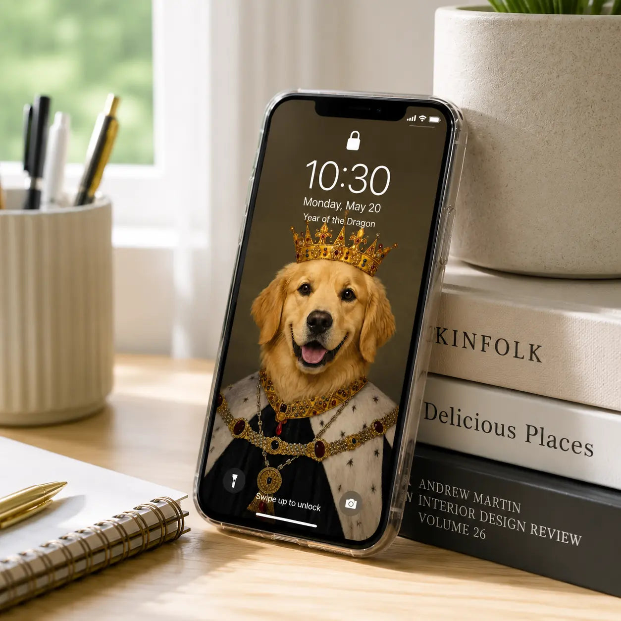 Golden Retriever King Custom Pet Phone Wallpaper Design