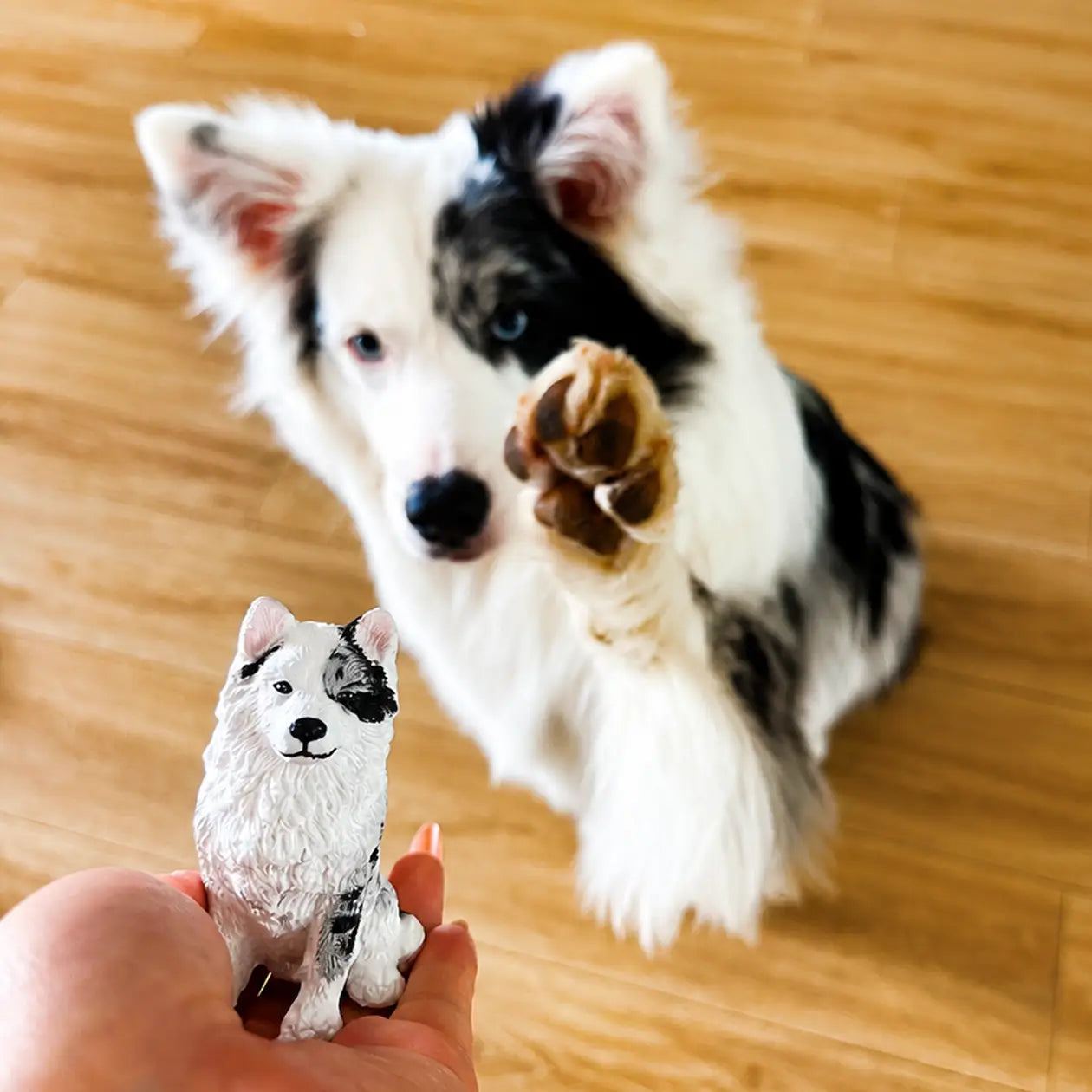 Custom full-body dog figurine handmade from a pet photo