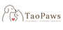 Circular TaoPaws logo featuring a minimalist dog and cat illustration with a subtle pink heart. Ideal for branding pet jewelry, personalized gifts, and keepsakes.