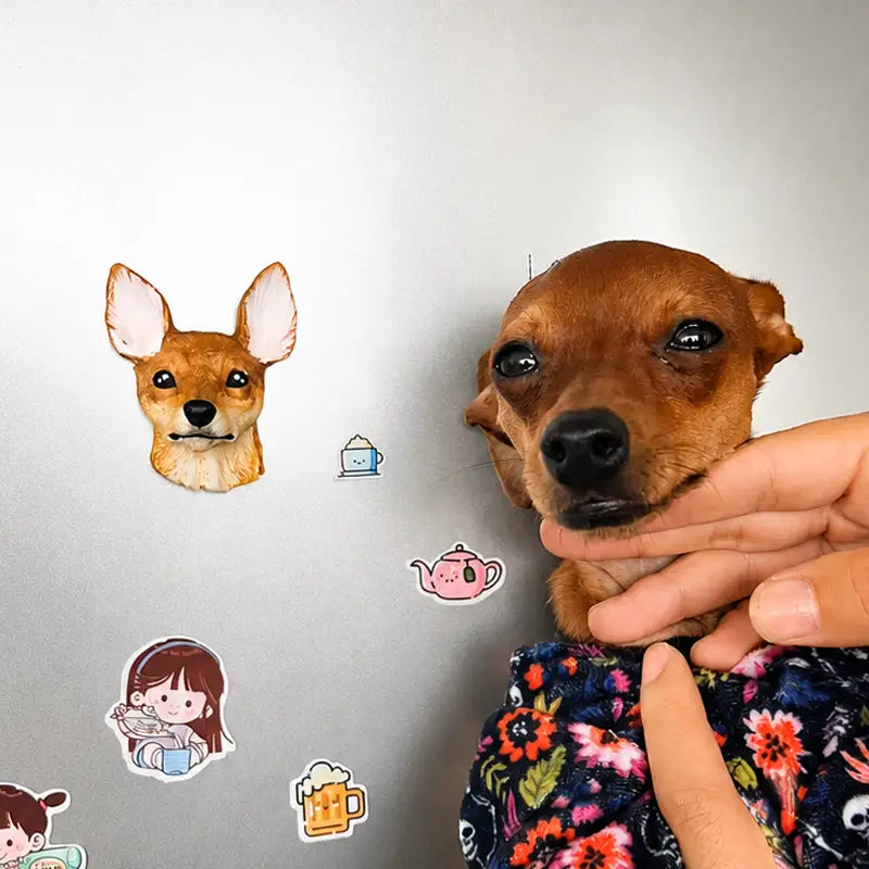 Hand-Engraved Custom Pet Head Fridge Magnet