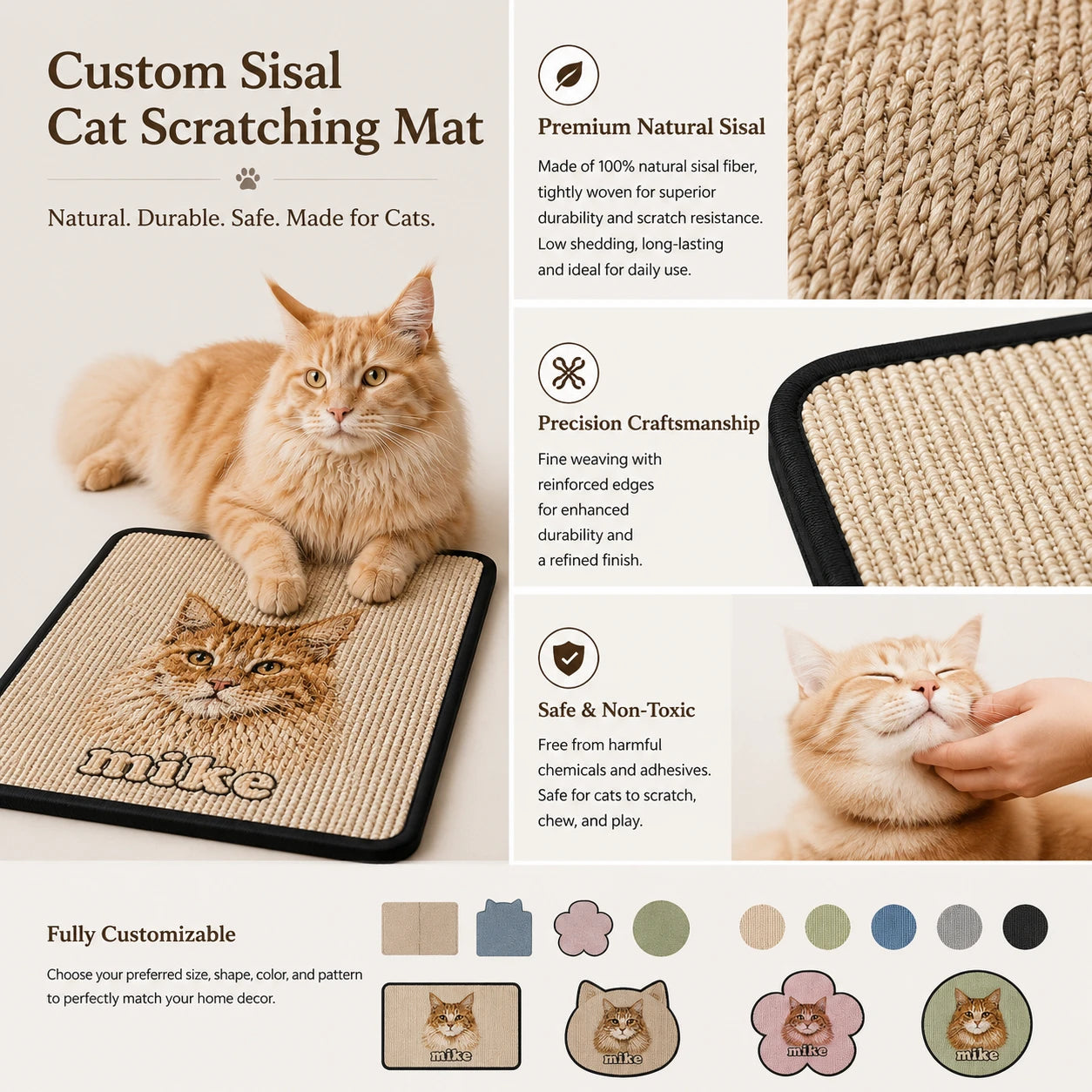 Custom Cat Scratcher Mat - Custom Pet Gift Handmade from Your Photo | TaoPaws