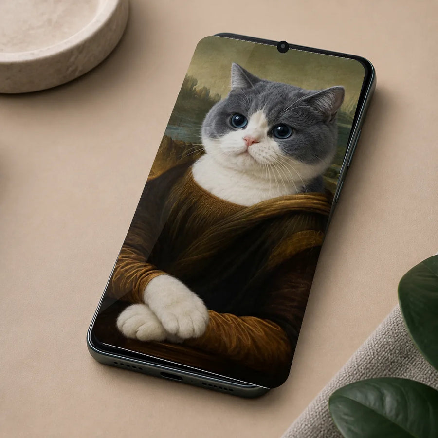 Mona Lisa Cat Custom Pet Phone Wallpaper Design