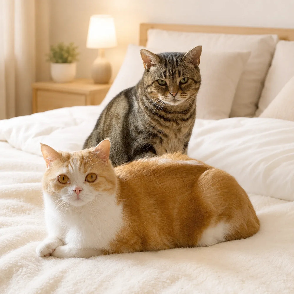 Personalized cat plush made from pet photos, realistic custom stuffed cat replica for pet memorials and cat lover gifts.