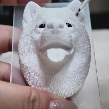 How custom pet plaster statue is made step by step handmade process from pet photo