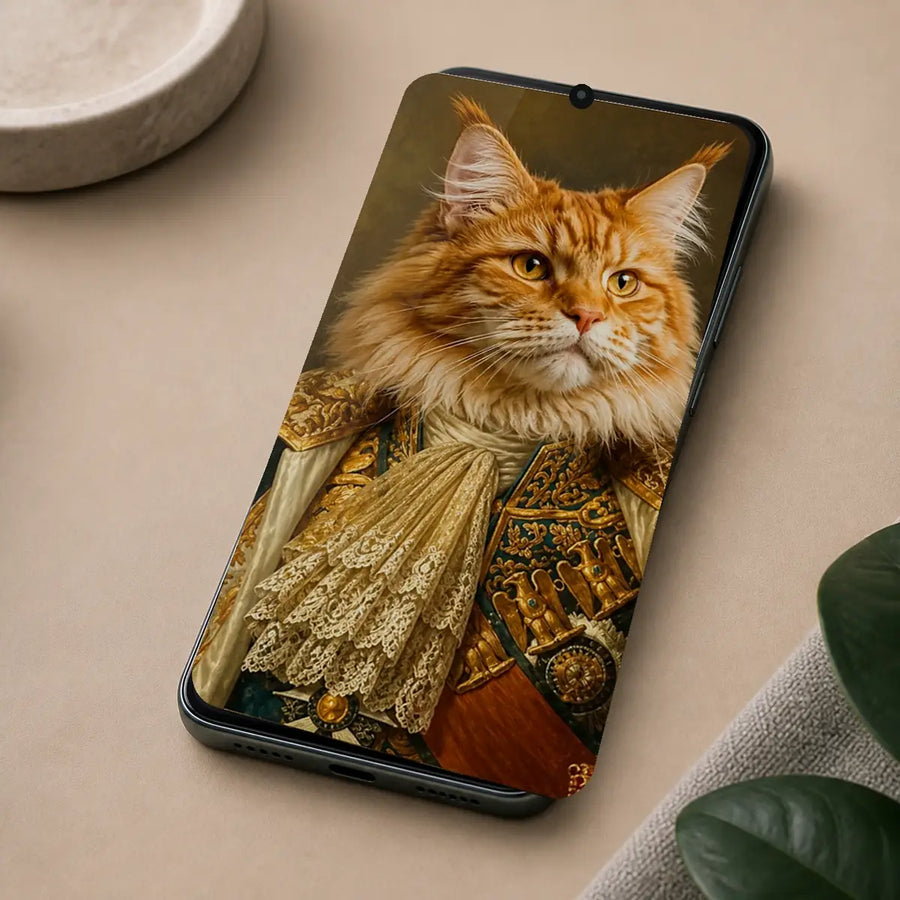 Royal Orange Cat Custom Pet Phone Wallpaper Design