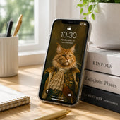 Royal Orange Cat Custom Pet Phone Wallpaper Design
